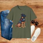 Patriotic Fireworks Dog T-Shirt — American Flag Labrador Graphic Tee