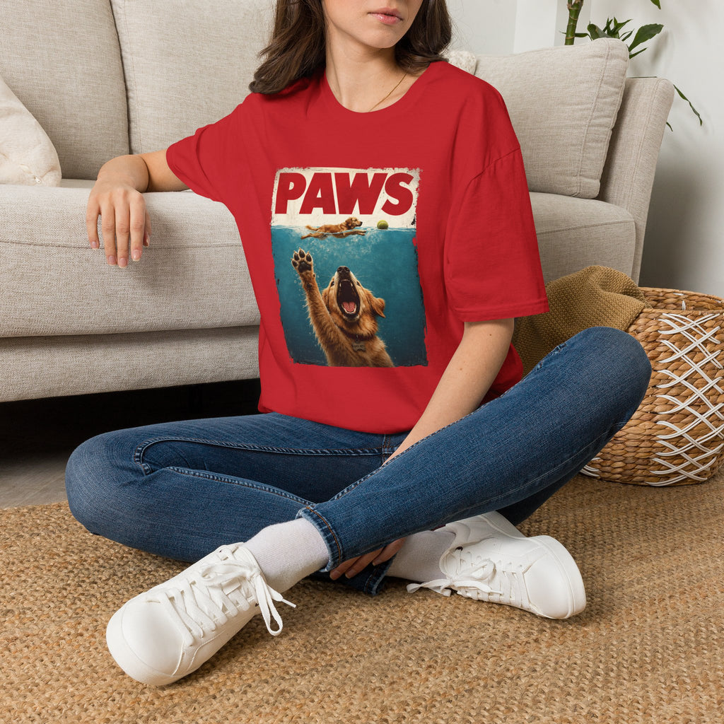 PAWS Dog Parody T-Shirt — Retro Beach Pup Graphic Tee for Dog Lovers