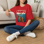 PAWS Dog Parody T-Shirt — Retro Beach Pup Graphic Tee for Dog Lovers
