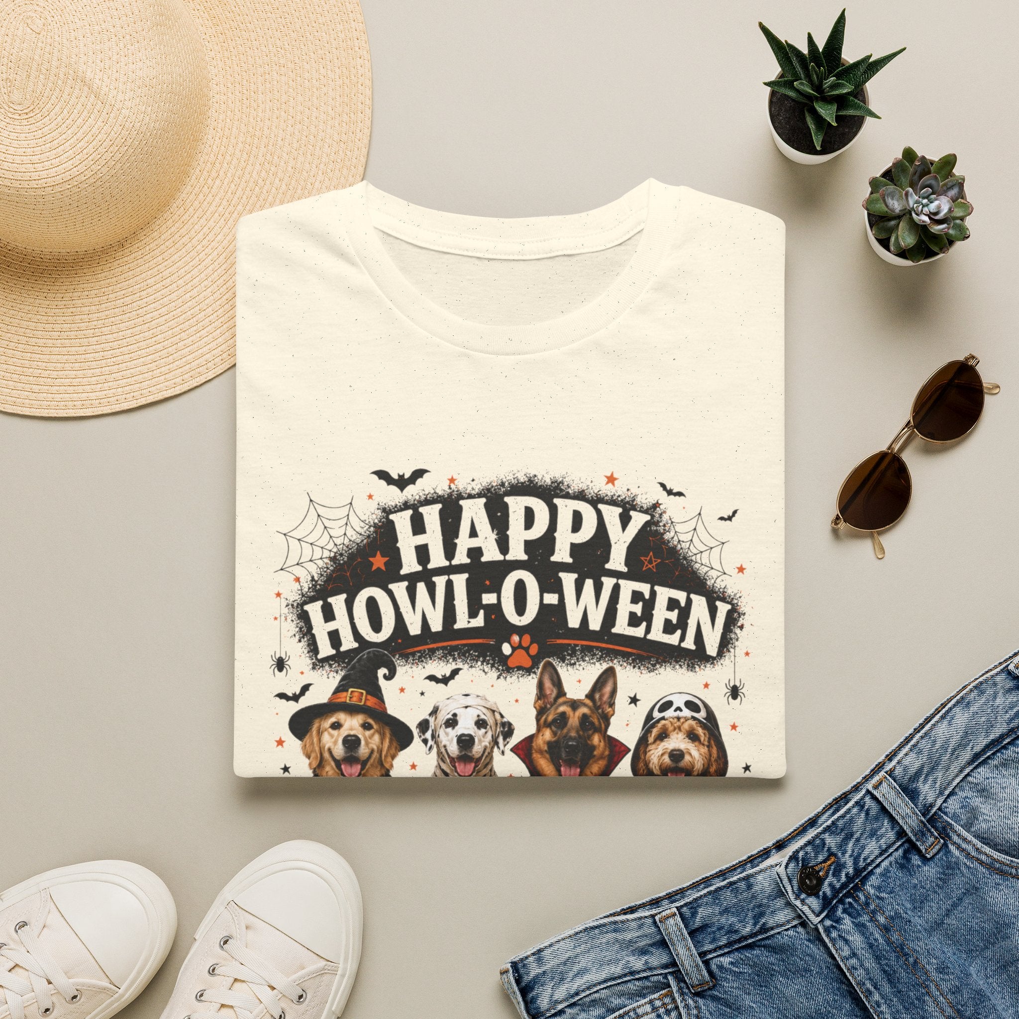 Happy Howl-O-Ween T-Shirt — Cute Dogs Halloween Graphic Tee