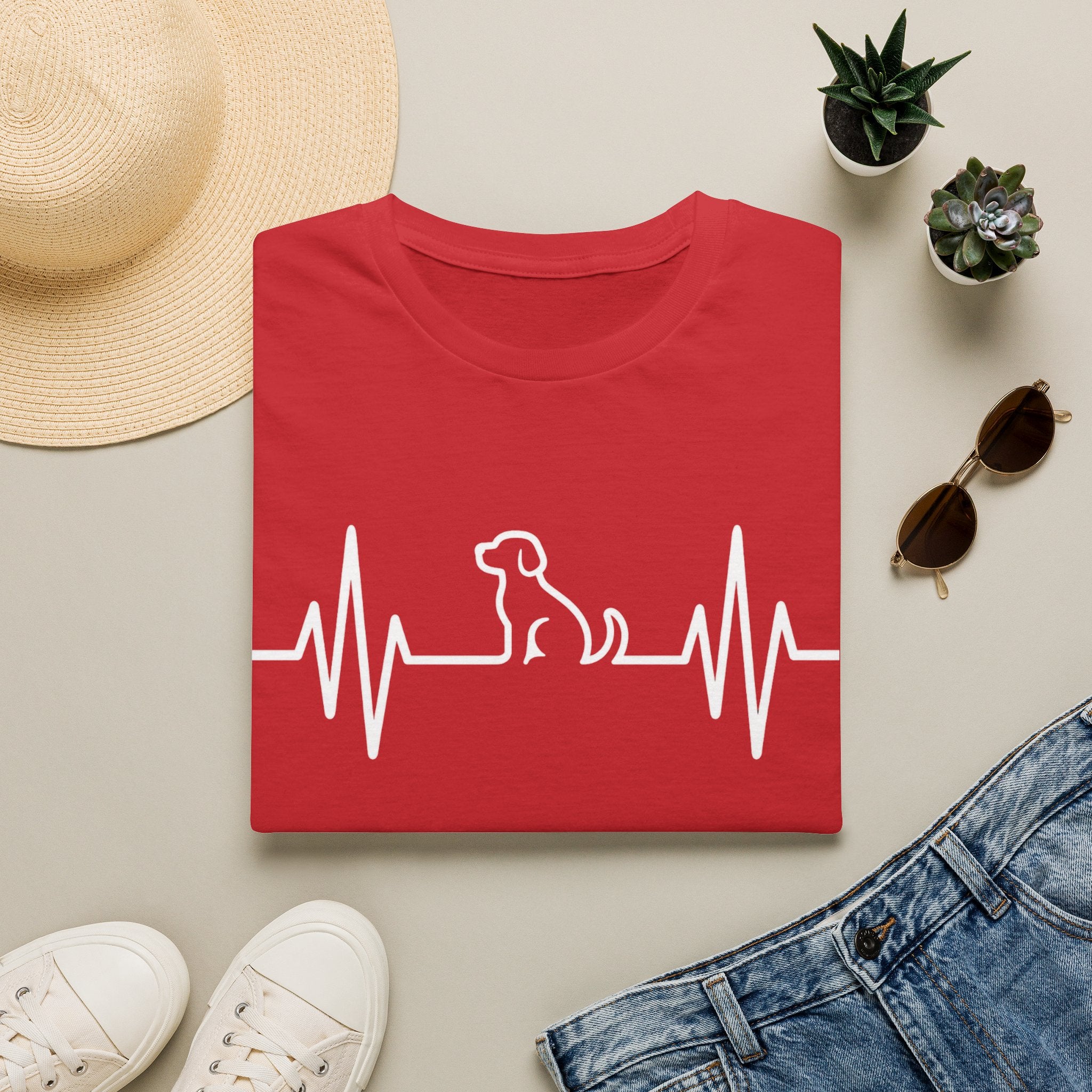 Dog Heartbeat T-Shirt — Paw Print ECG Design for Dog Lovers
