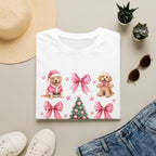 Christmas Puppies Graphic T-Shirt — Pink Bows & Tree Holiday Tee