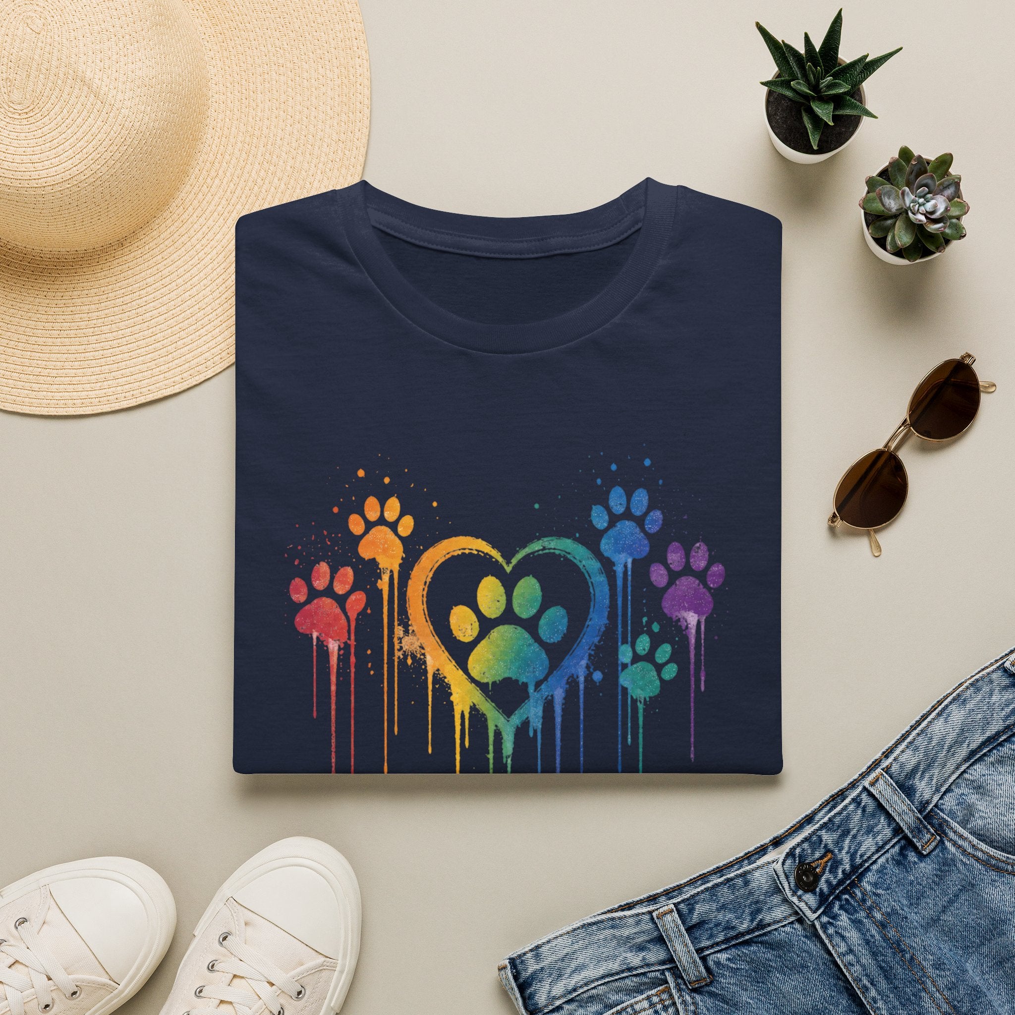 T-Shirt — Rainbow Paw Heart Tee (LGBTQ+ Pet Lover Pride Shirt)