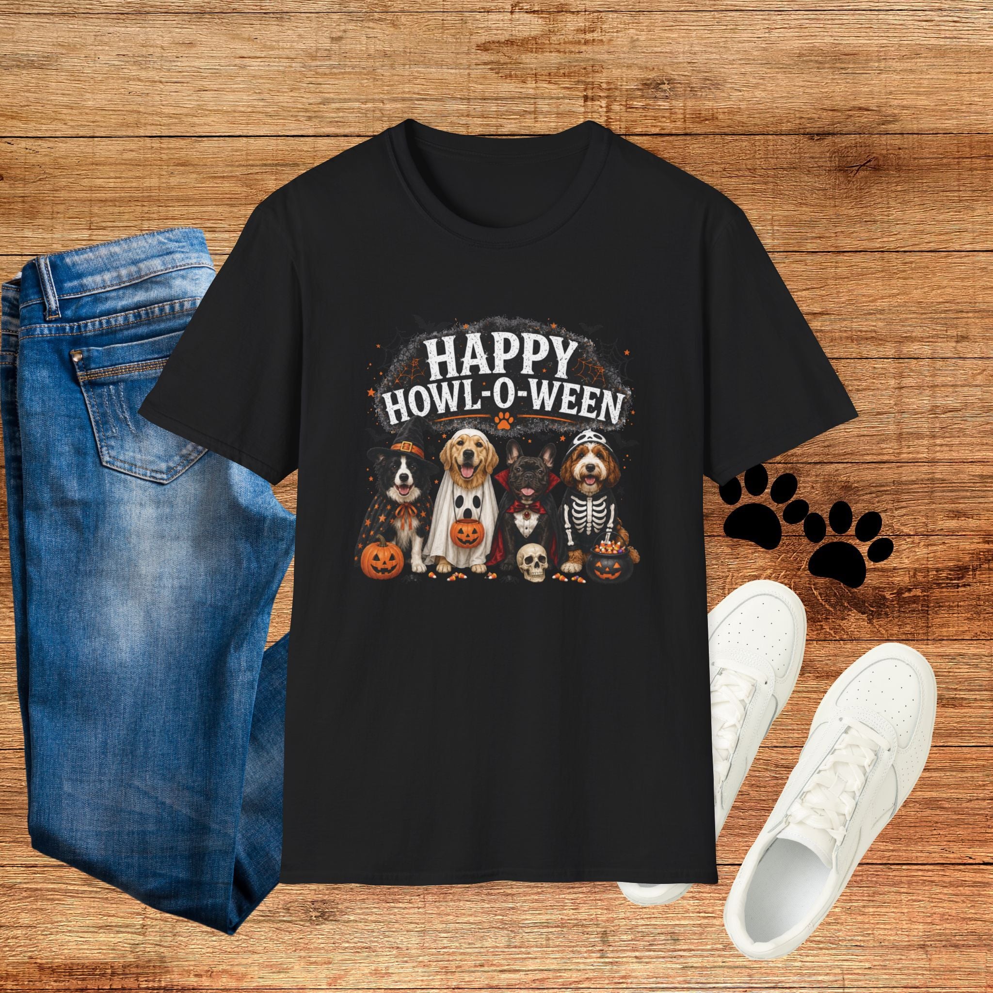 Happy Howl-O-Ween Dog T-Shirt — Halloween Puppy Costume Tee