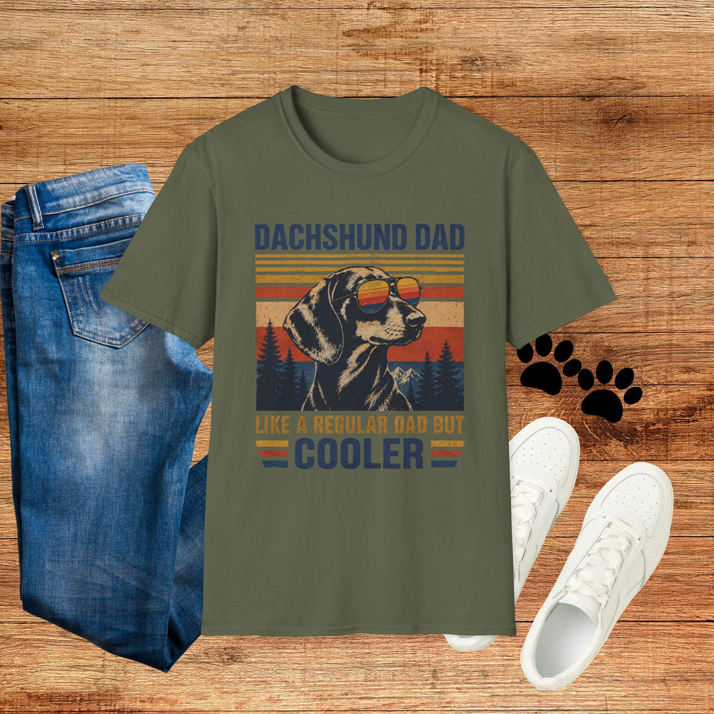 Dachshund Dad T-Shirt — Retro Sunglasses Sausage Dog Tee