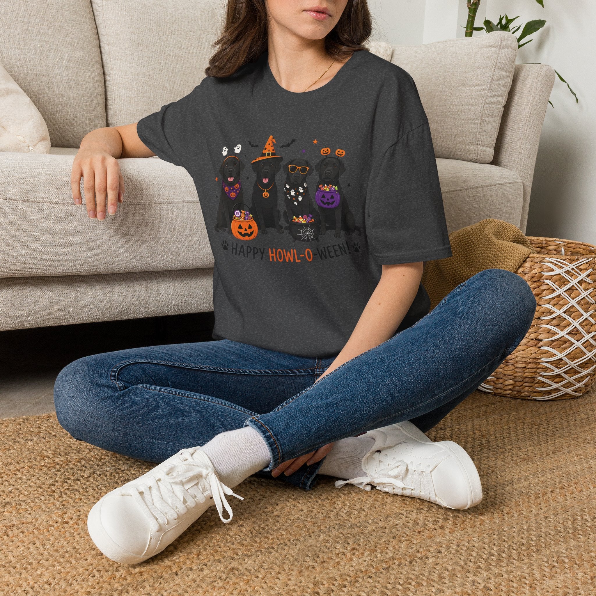 Halloween Black Labrador T-Shirt — Happy Howl-O-Ween Cute Dog Costume Tee