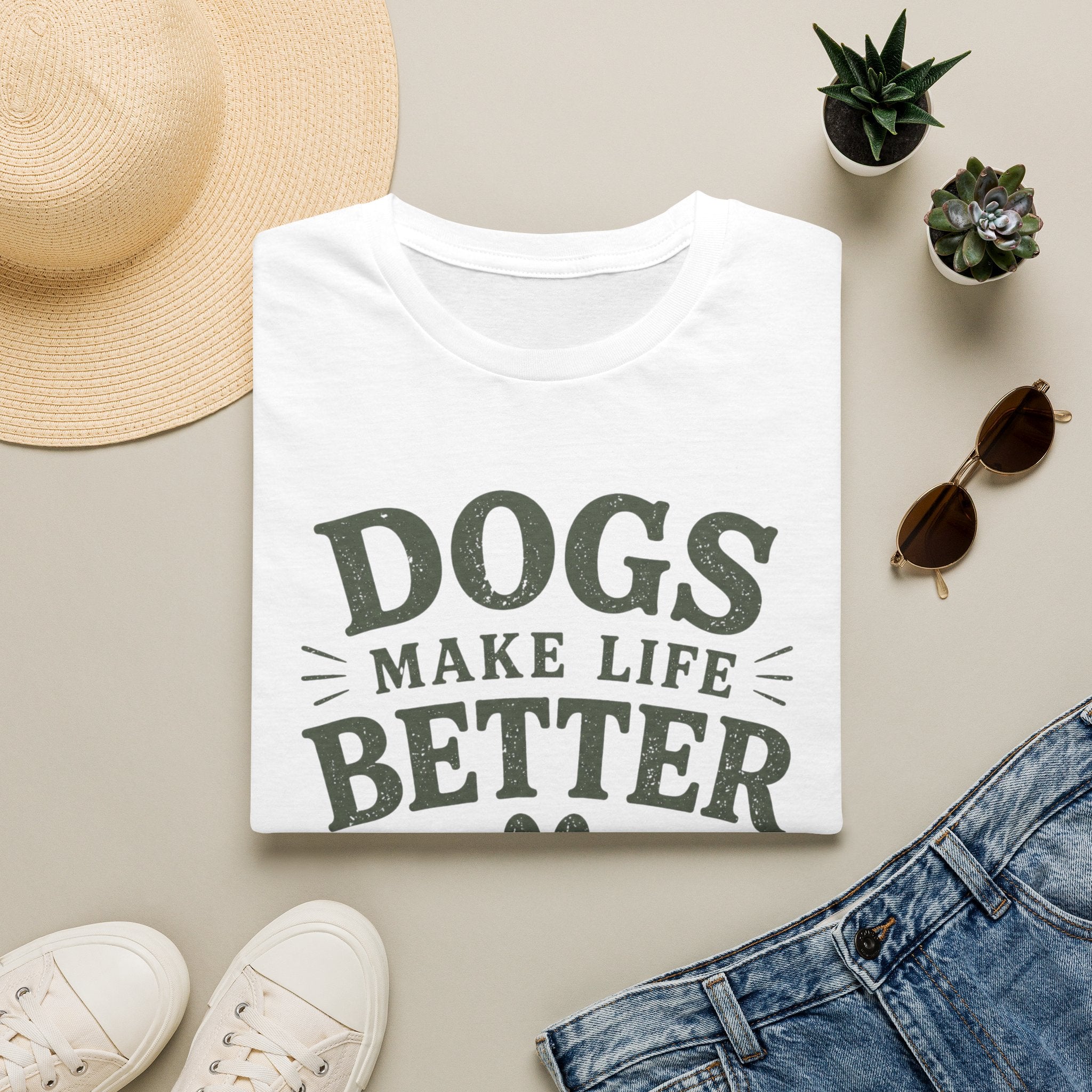 Dogs Make Life Better T-Shirt — Paw Print Dog Lover Tee
