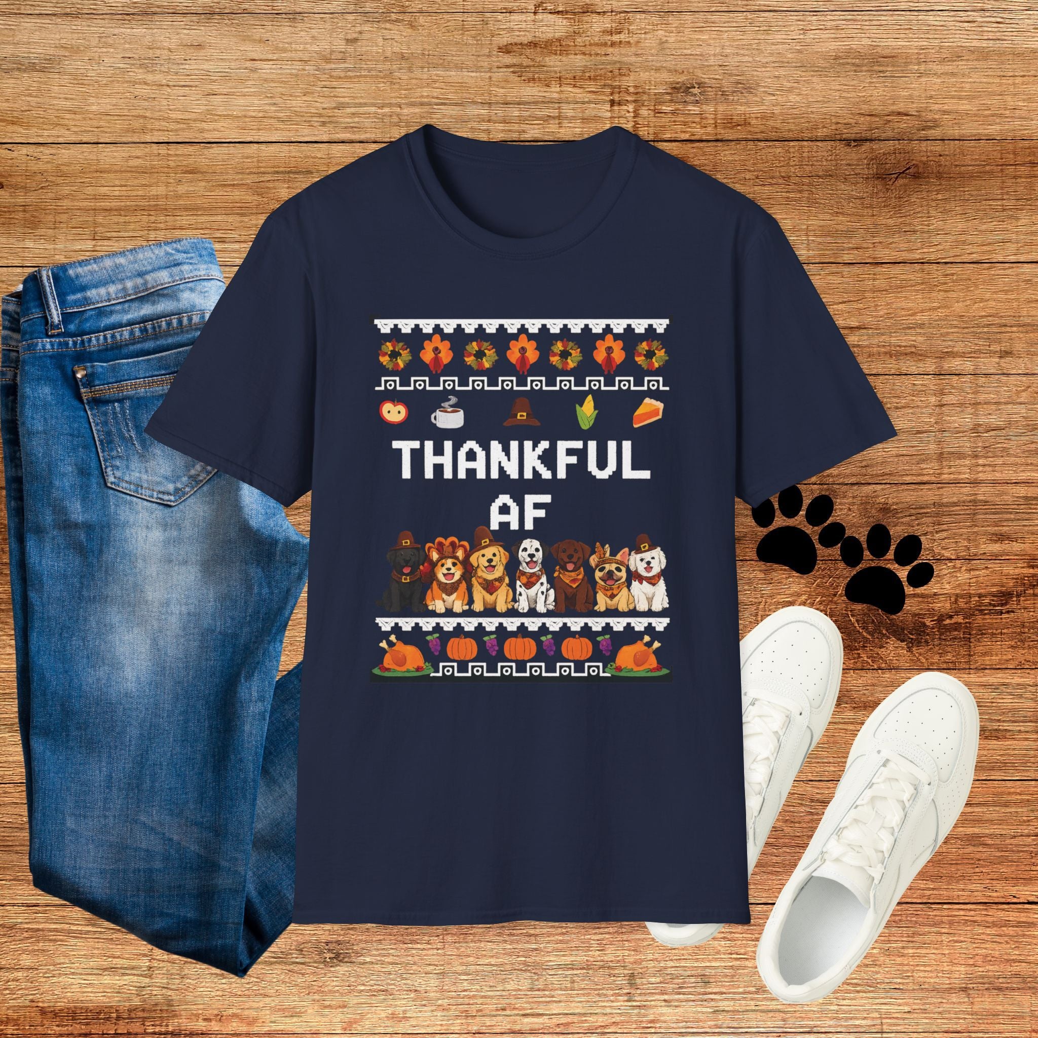 Thankful AF Thanksgiving T-Shirt — Cozy Fall Holiday Tee
