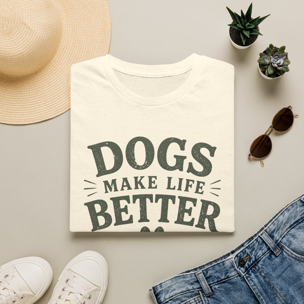 Dogs Make Life Better T-Shirt — Paw Print Dog Lover Tee