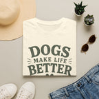 Dogs Make Life Better T-Shirt — Paw Print Dog Lover Tee
