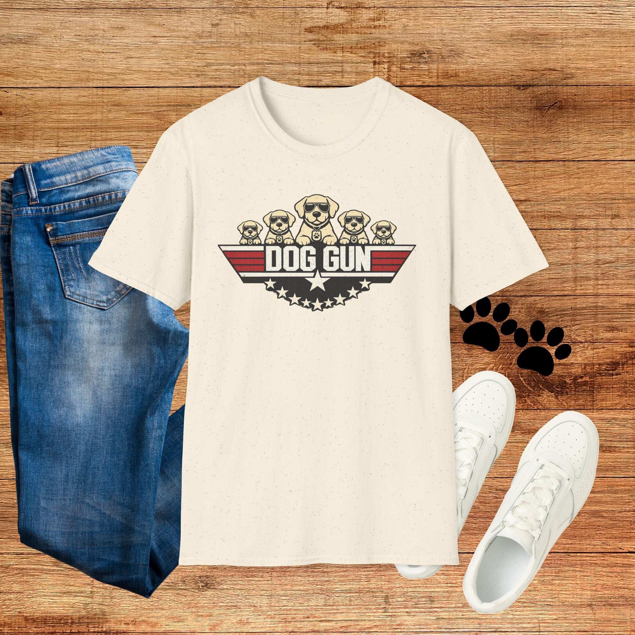 Dog Gun T-Shirt — Retro Patriotic Puppy Graphic Tee