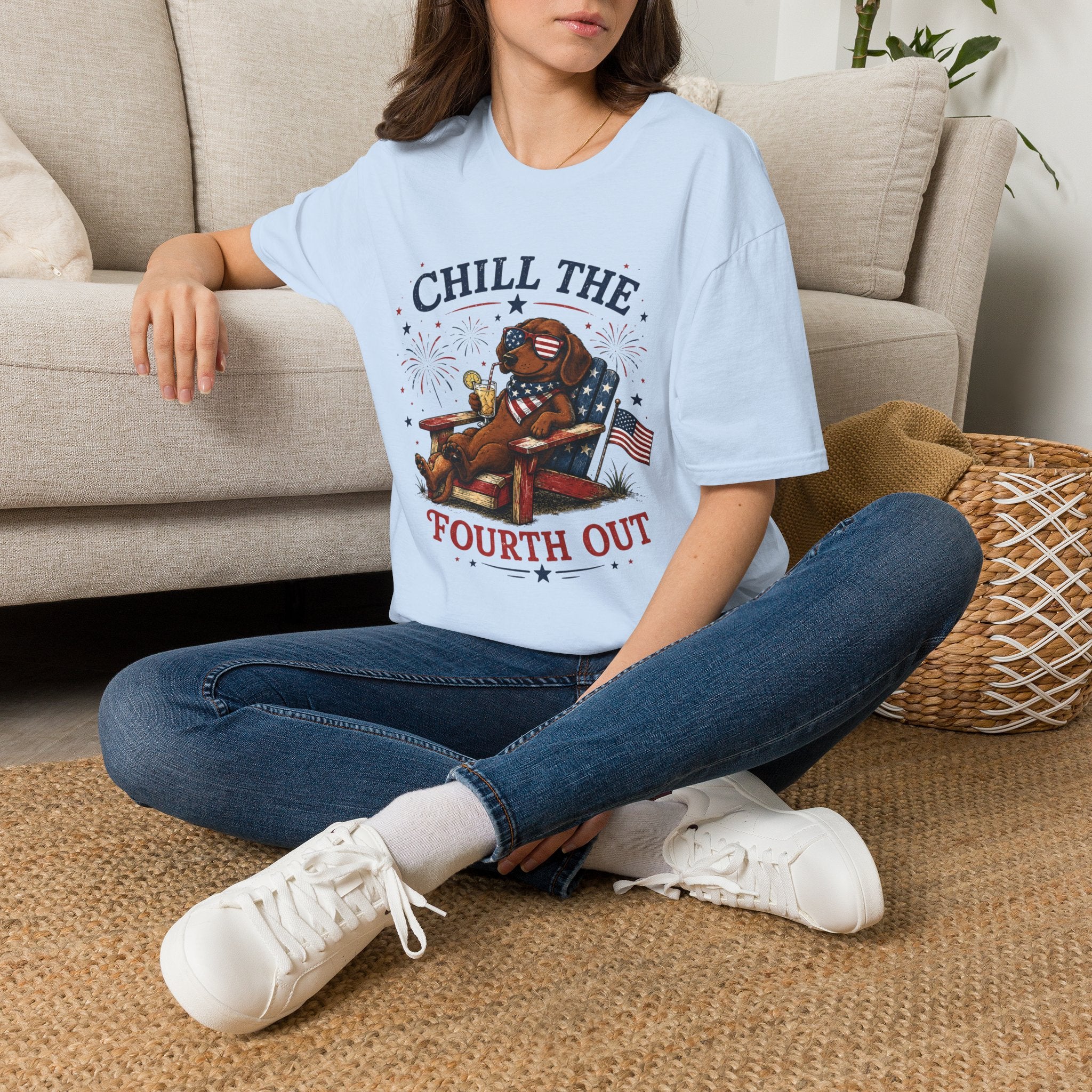 Patriotic "Chill the Fourth Out" T-Shirt — Relaxed 4th of July Dog Graphic Tee