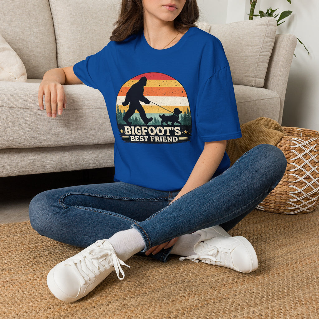 Bigfoot's Best Friend Retro Sunset Tee