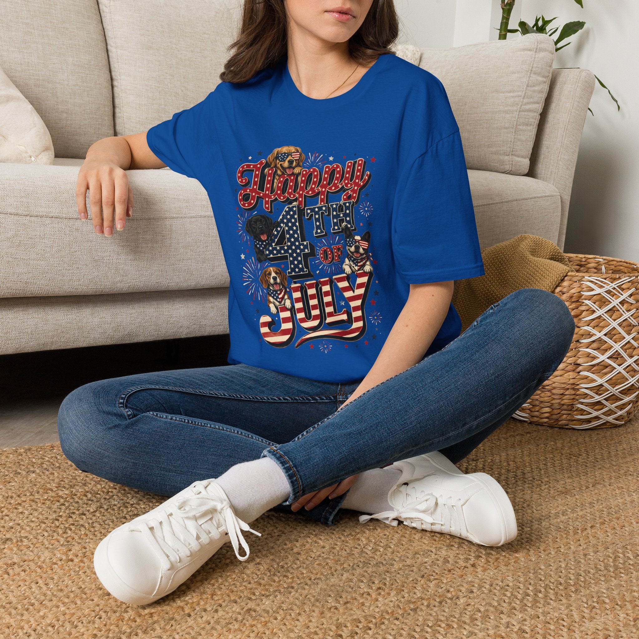 4th of July Dog T-Shirt — "Happy 4th of July" Patriotic Pet Tee