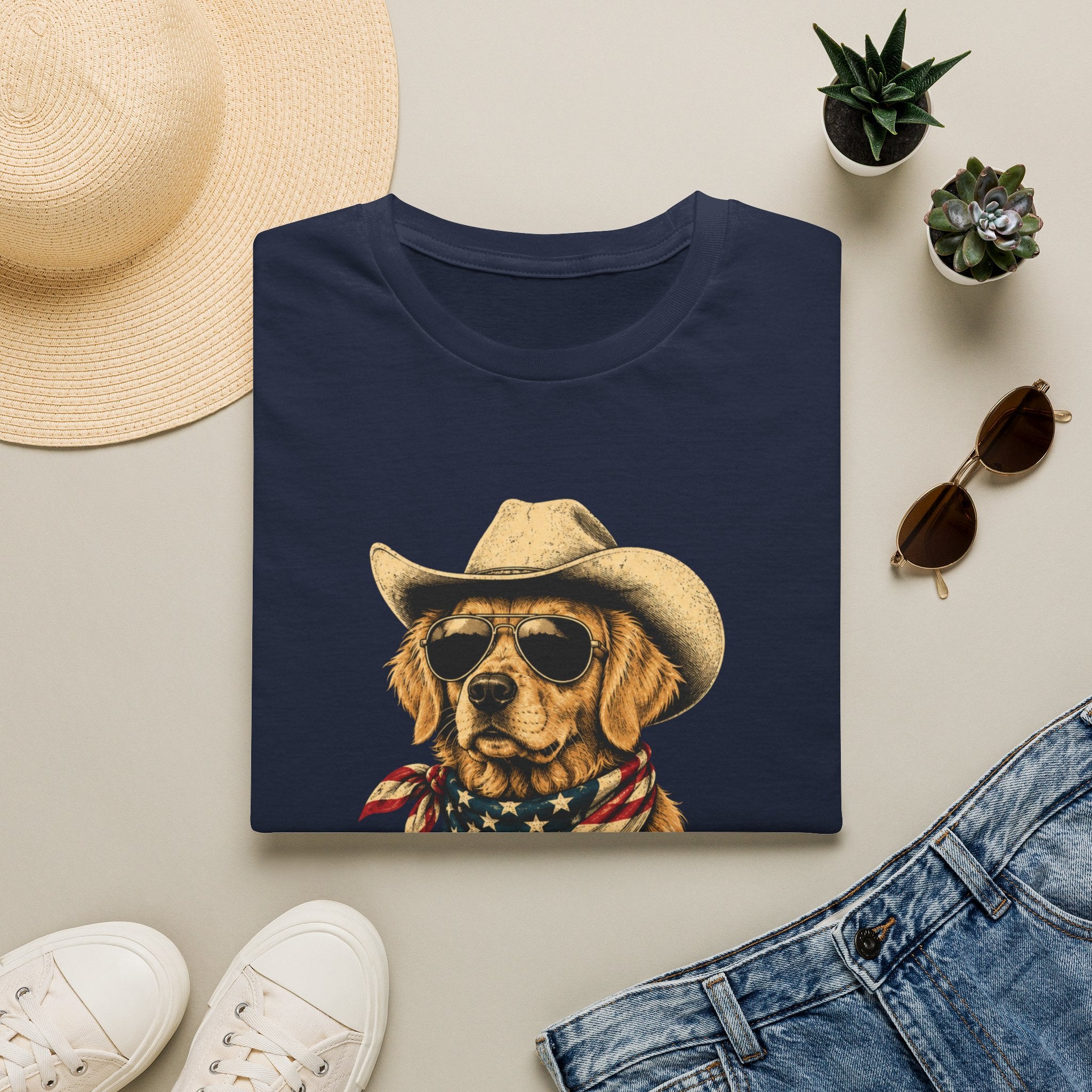 'Merica Dog T-Shirt — Patriotic Cowboy Golden Retriever Tee