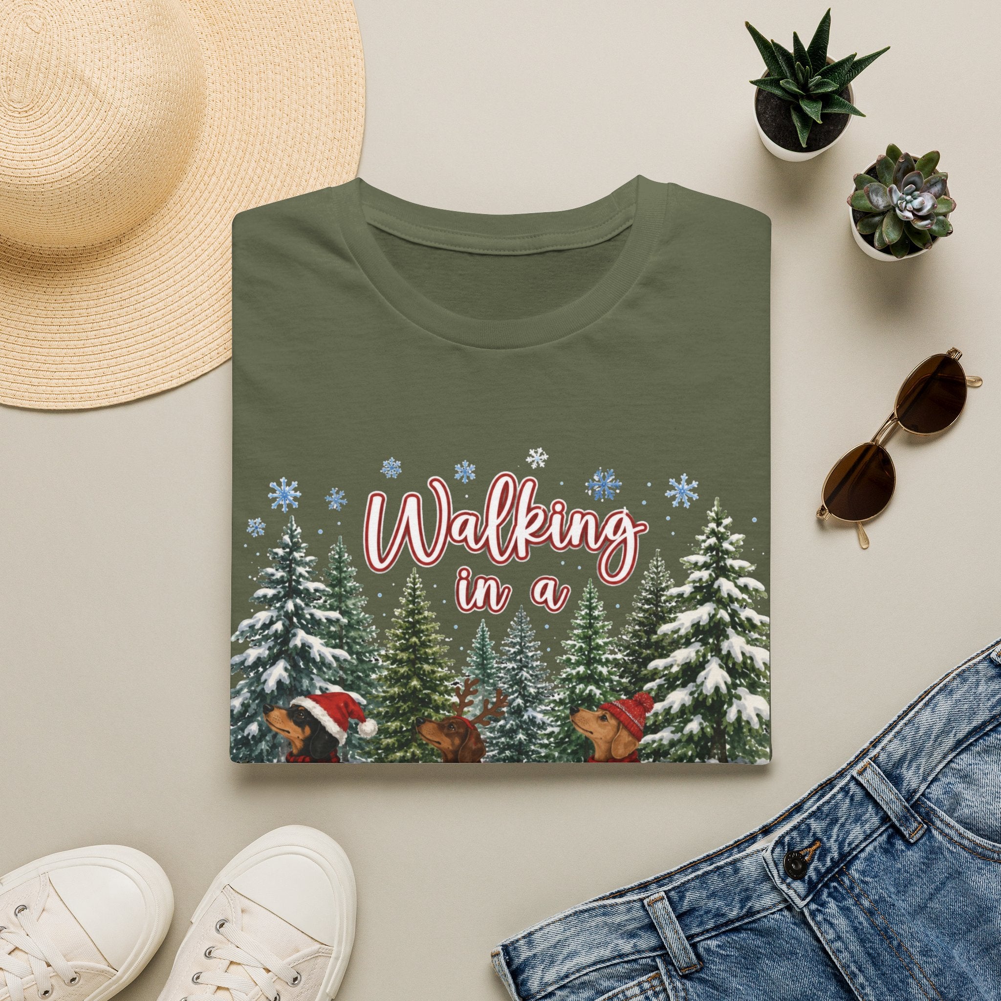 Walking in a Wiener Wonderland Forest Dogs Holiday Shirt