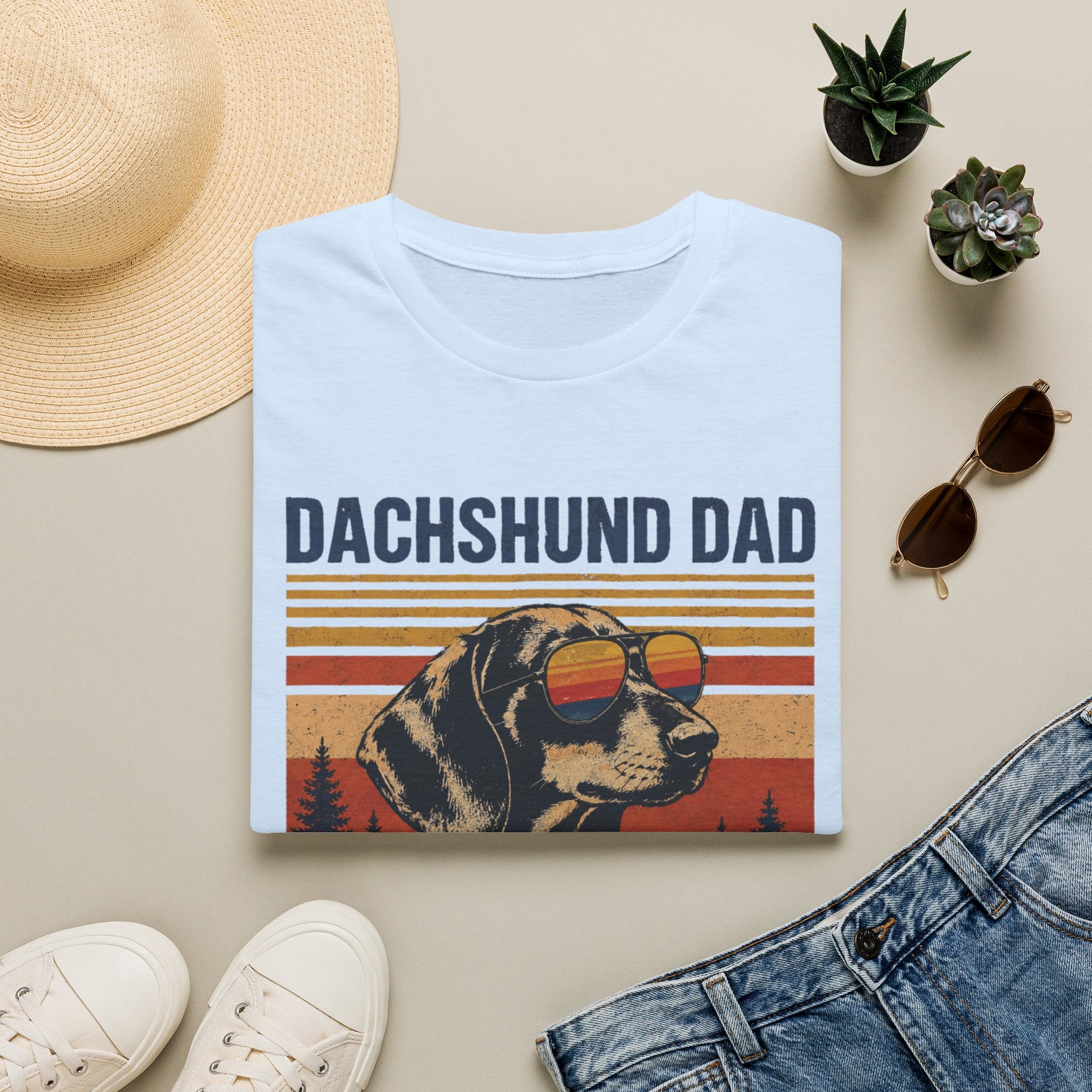 Dachshund Dad T-Shirt — Retro Sunglasses Sausage Dog Tee