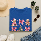 Christmas Puppies Graphic T-Shirt — Pink Bows & Tree Holiday Tee