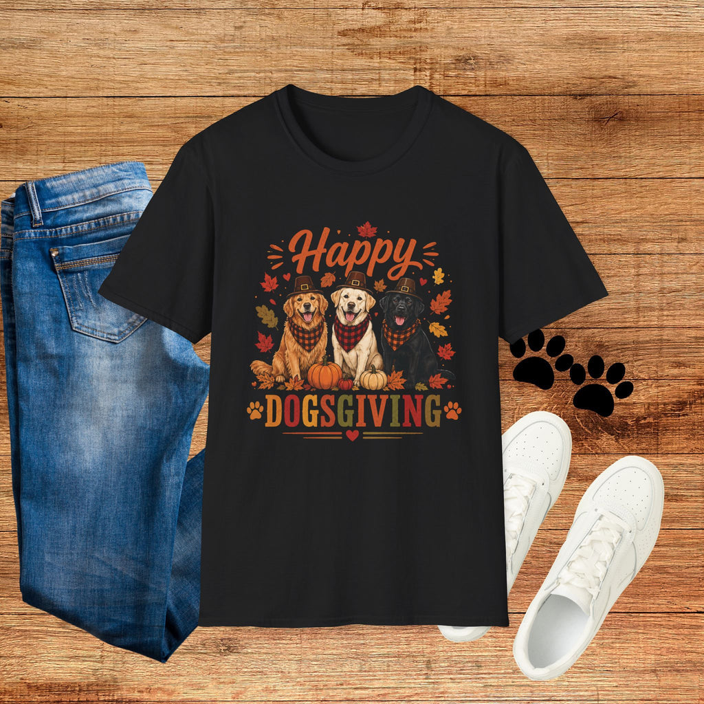 Dogsgiving T-Shirt — "Happy Dogsgiving" Thanksgiving Puppy Graphic Tee