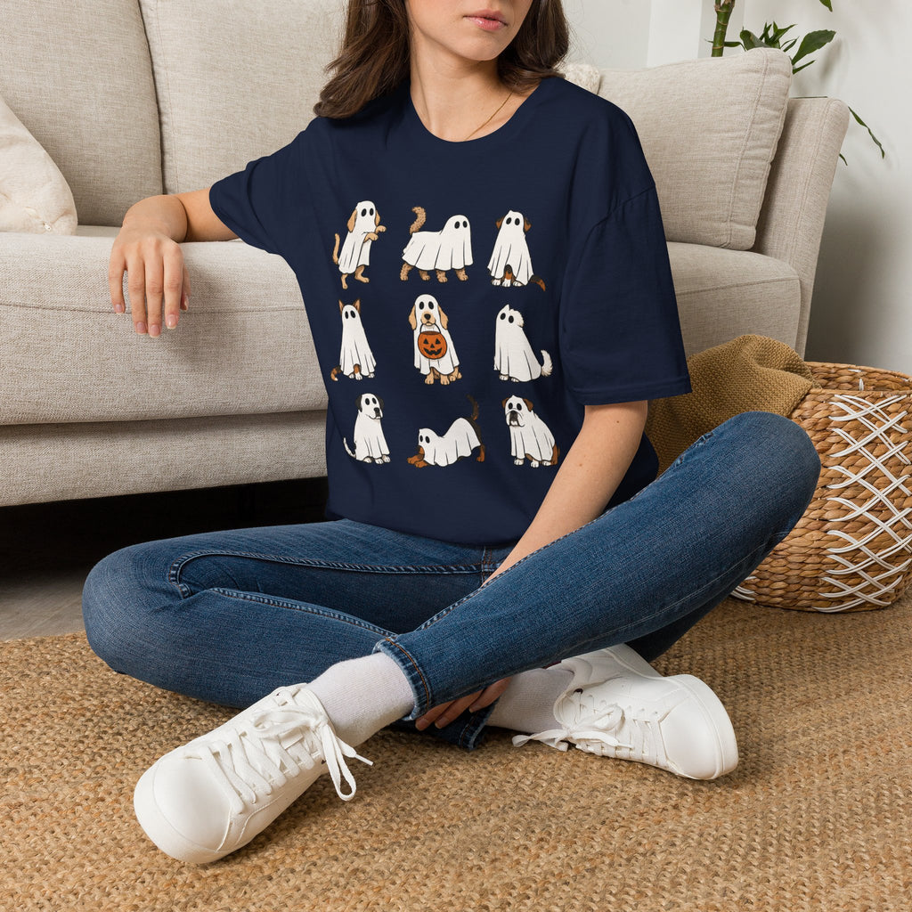 Ghost Dogs Halloween T-Shirt — Cute Puppy Ghosts with Pumpkin Design