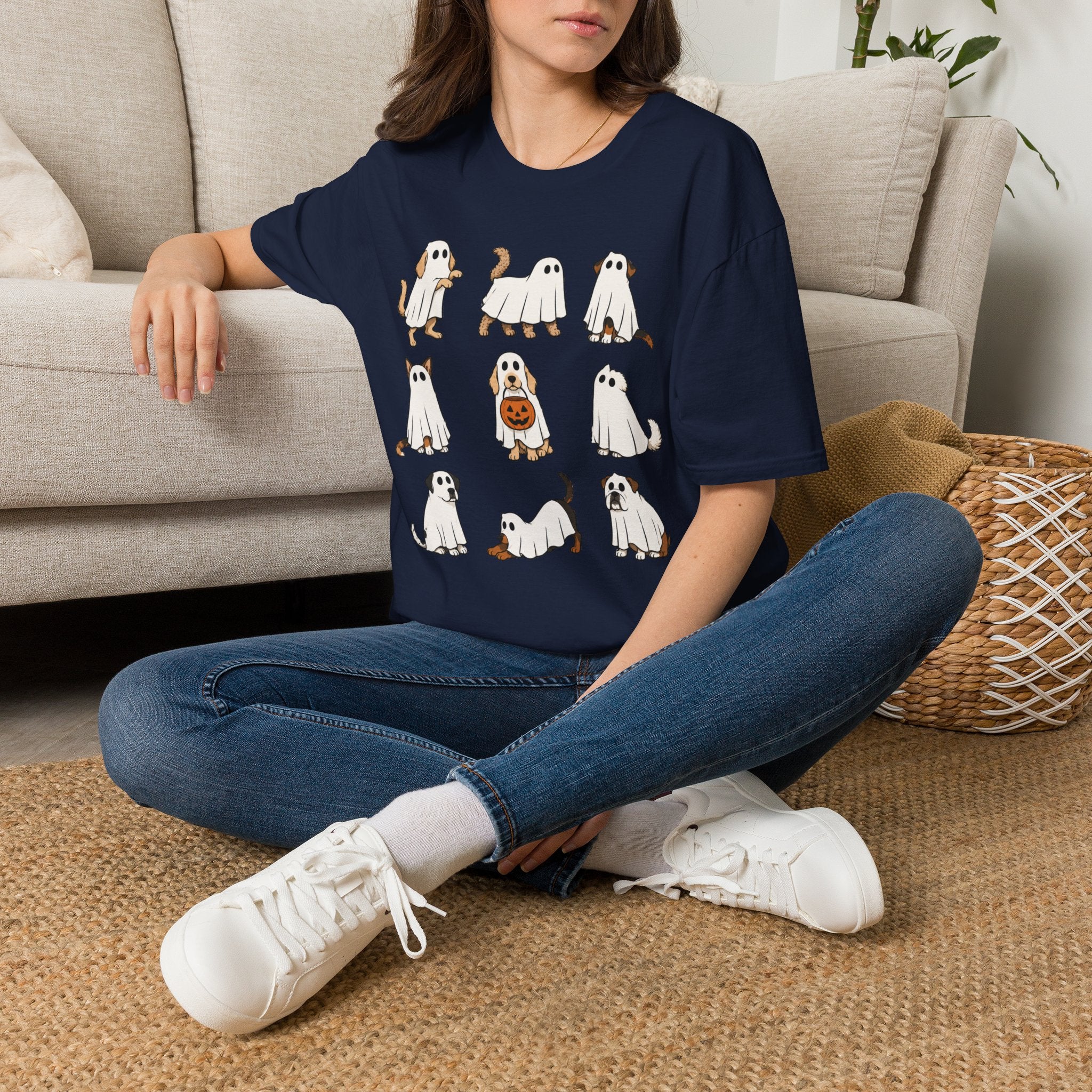 Ghost Dogs Halloween T-Shirt — Cute Puppy Ghosts with Pumpkin Design