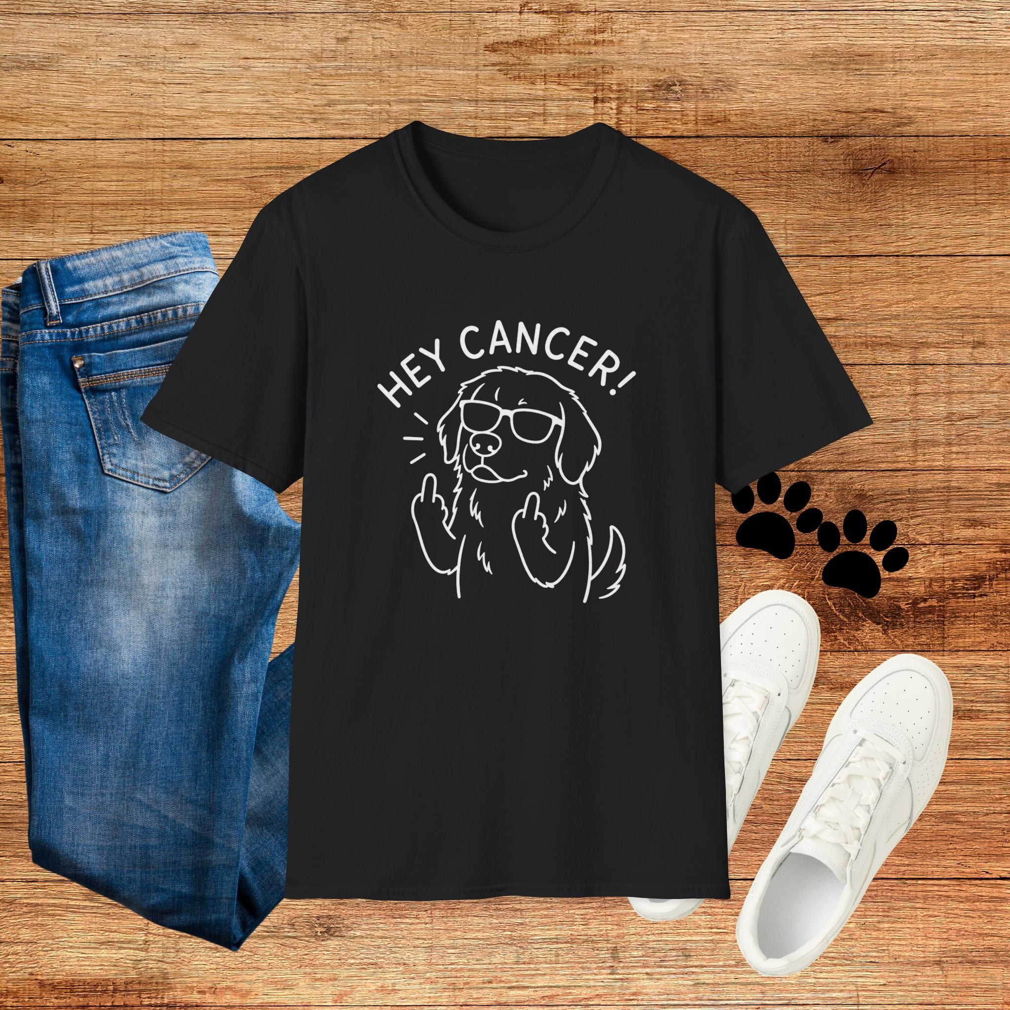 Hey Cancer! Dog Graphic T-Shirt — Cheeky Cancer Survivor Support Tee