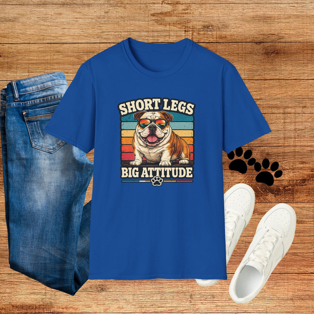 Bulldog Short Legs, Big Attitude Retro T-Shirt
