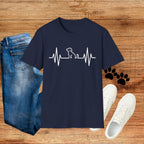 Dog Heartbeat T-Shirt — Paw Print ECG Design for Dog Lovers
