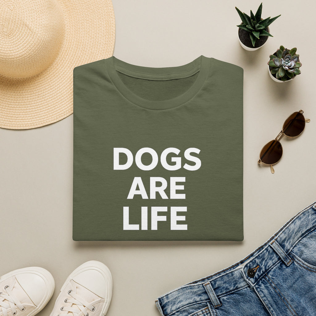 Dogs Are Life T‑Shirt — Bold Text Graphic Tee for Dog Lovers