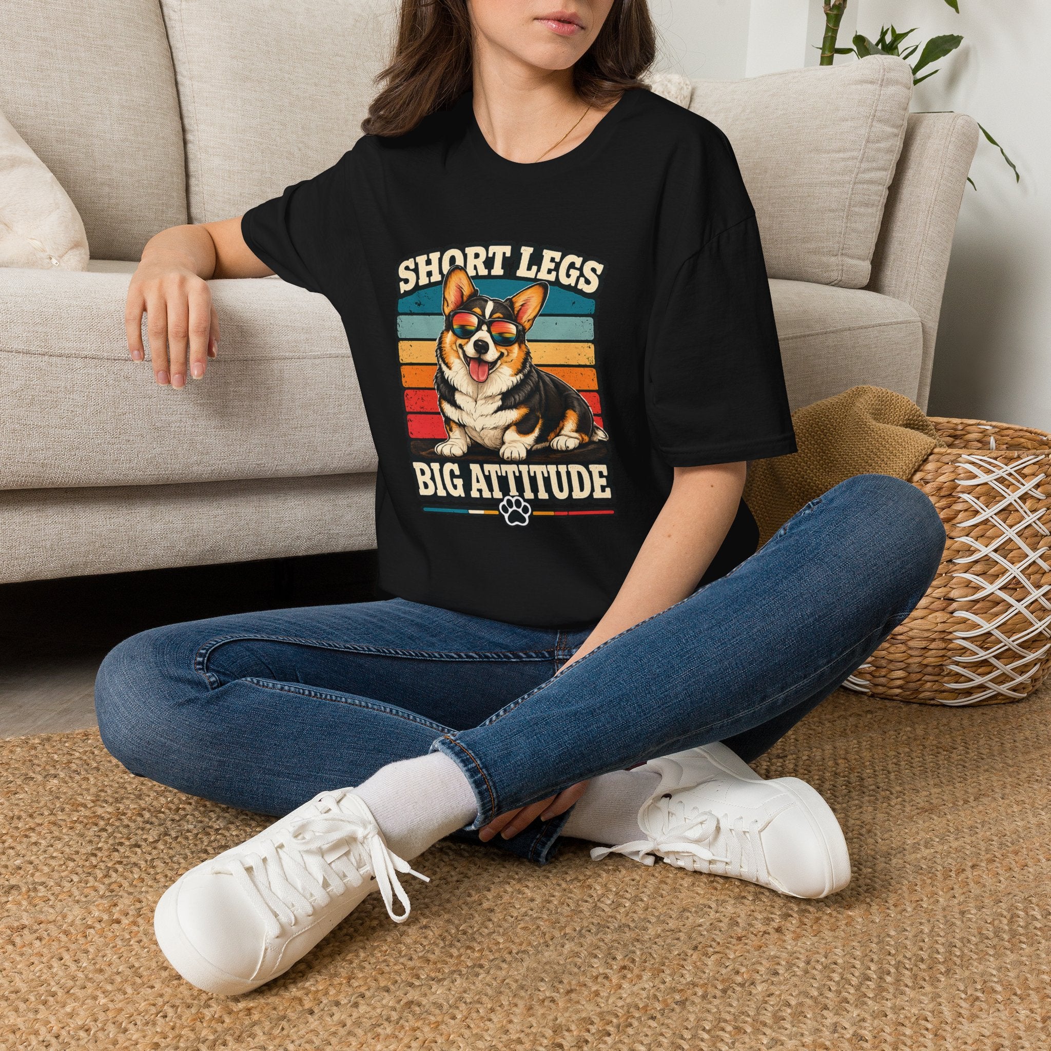 Corgi Short Legs, Big Attitude T-Shirt - Vintage Retro Dog Tee
