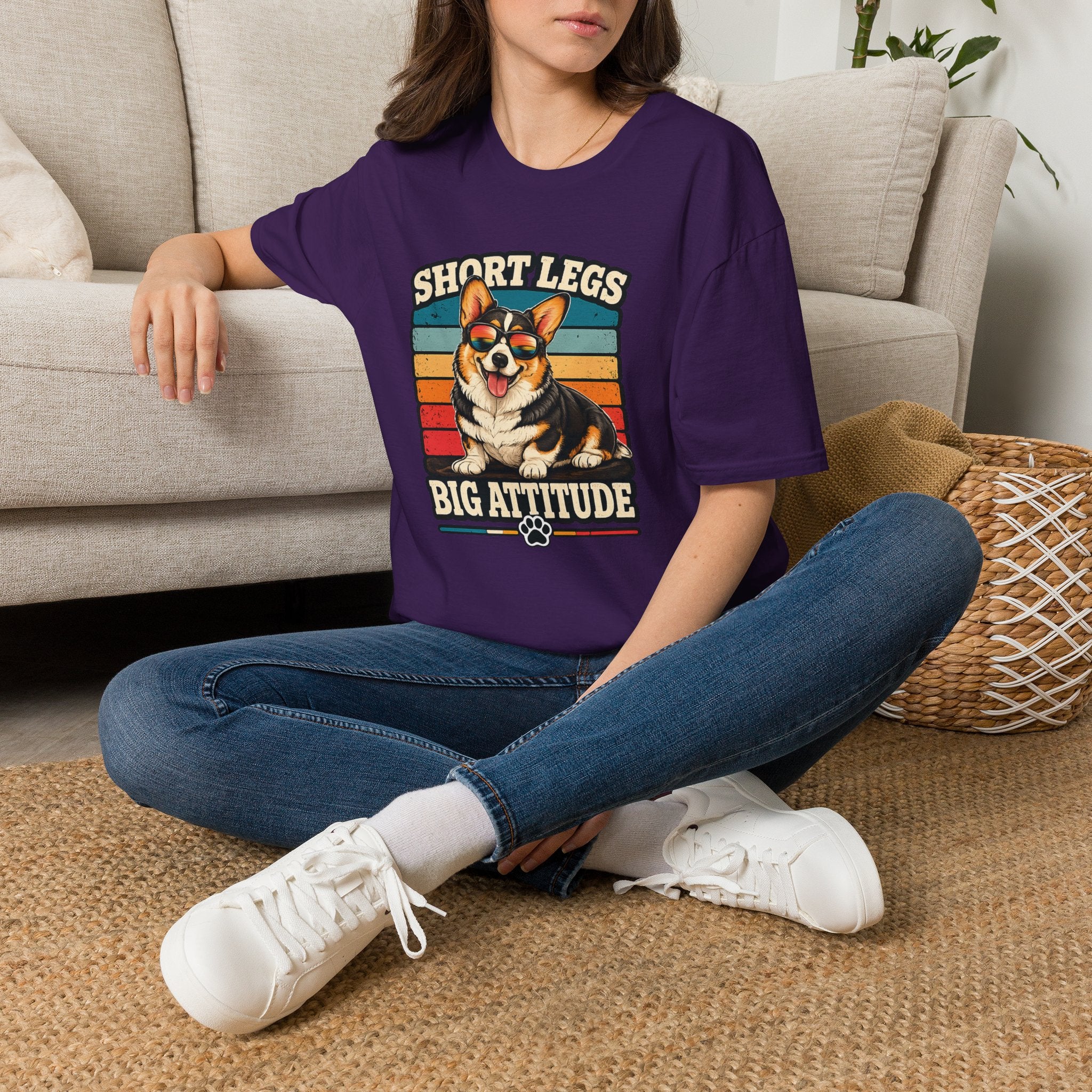Corgi Short Legs, Big Attitude T-Shirt - Vintage Retro Dog Tee