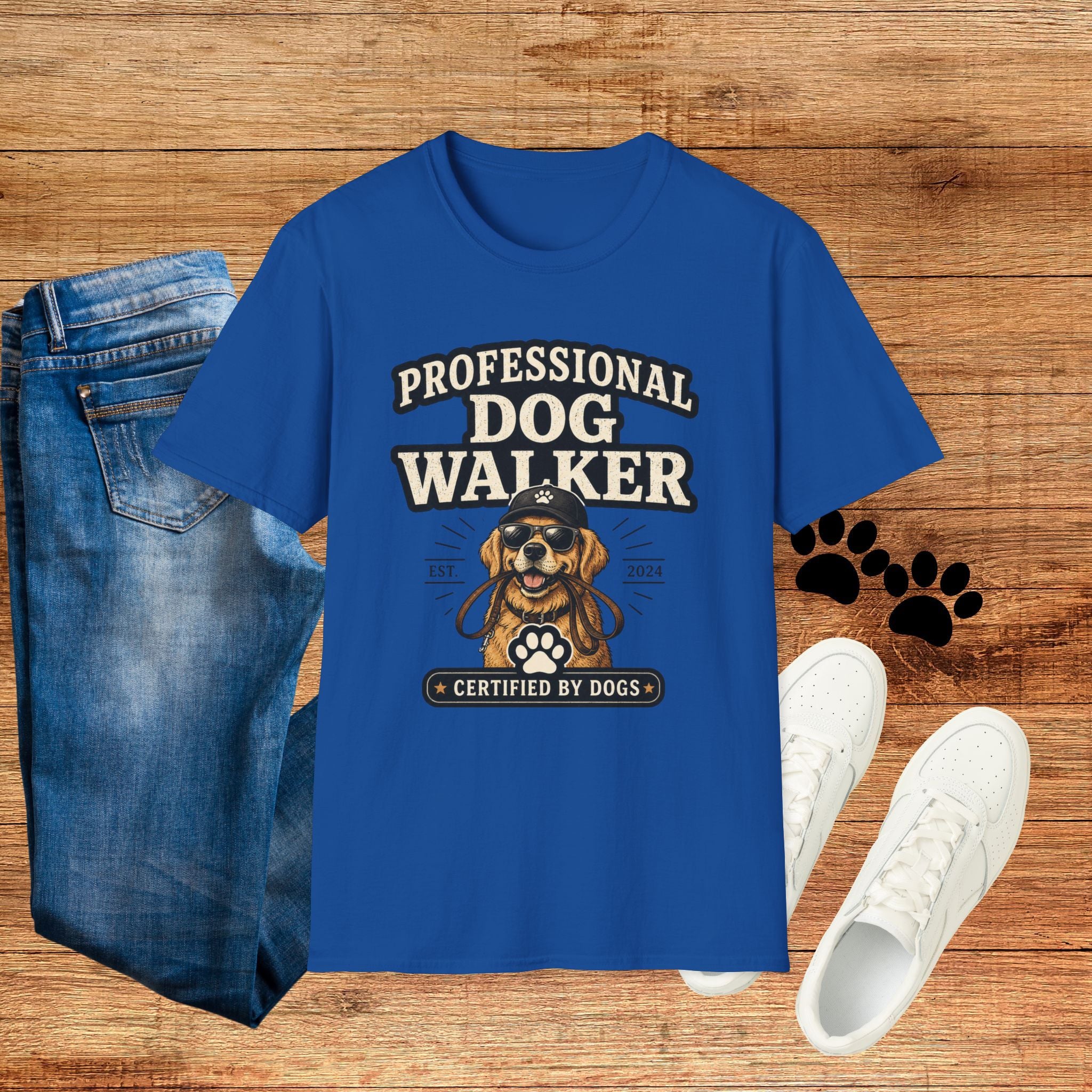 Professional Dog Walker T-Shirt — Certified by Dogs Graphic Tee