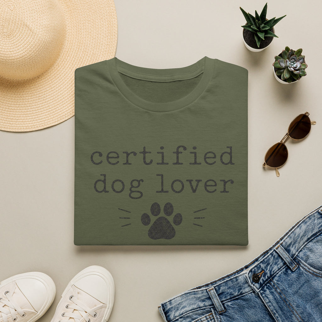 Certified Dog Lover T-Shirt — Paw Print Graphic Tee for Pet Owners