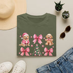 Christmas Puppies Graphic T-Shirt — Pink Bows & Tree Holiday Tee