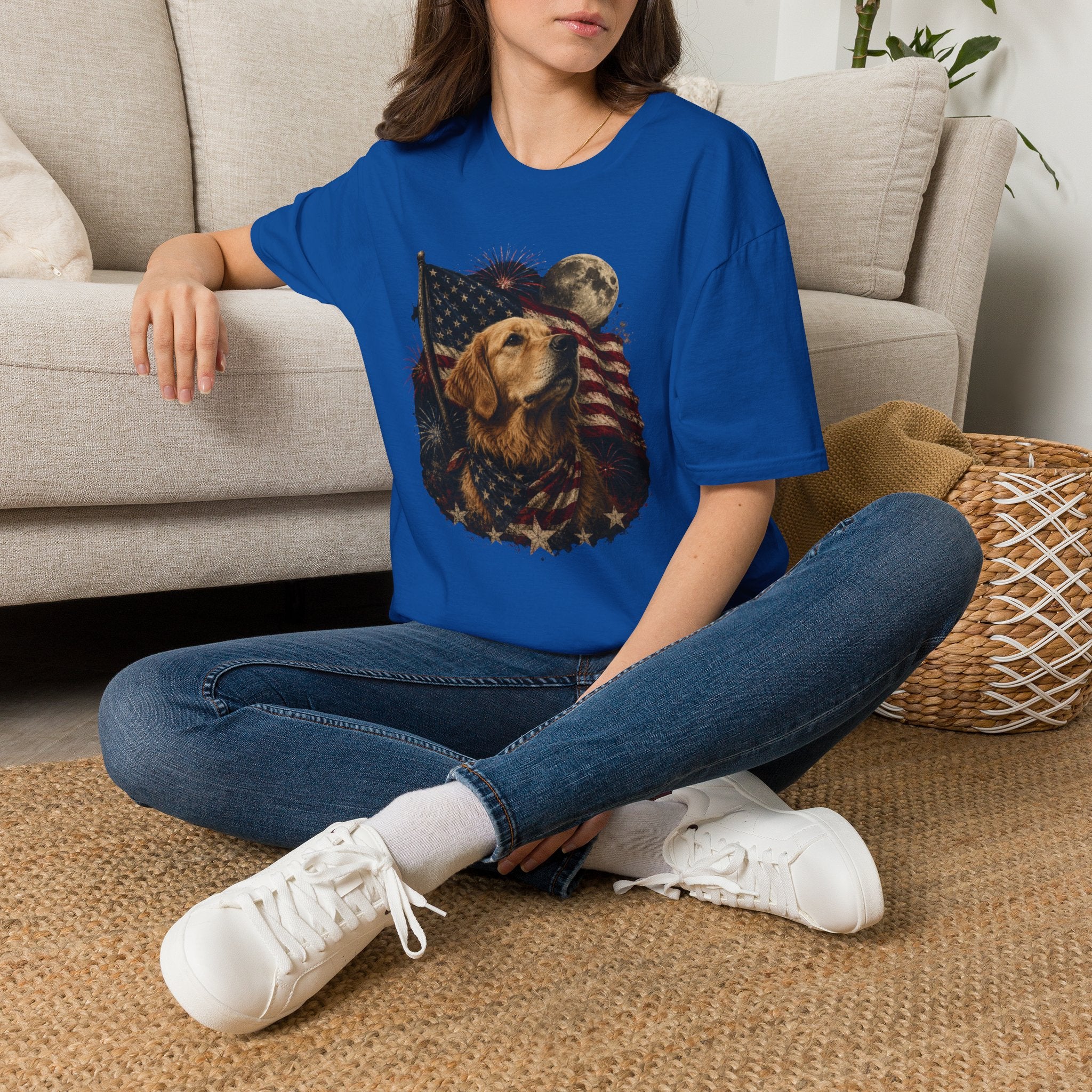 Patriotic Golden Retriever T‑Shirt