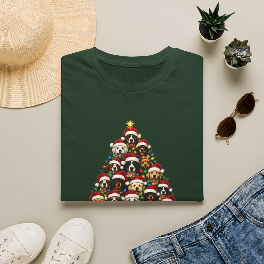 Christmas Dog Tree T-Shirt — Cute Holiday Puppies Pyramid Graphic Tee
