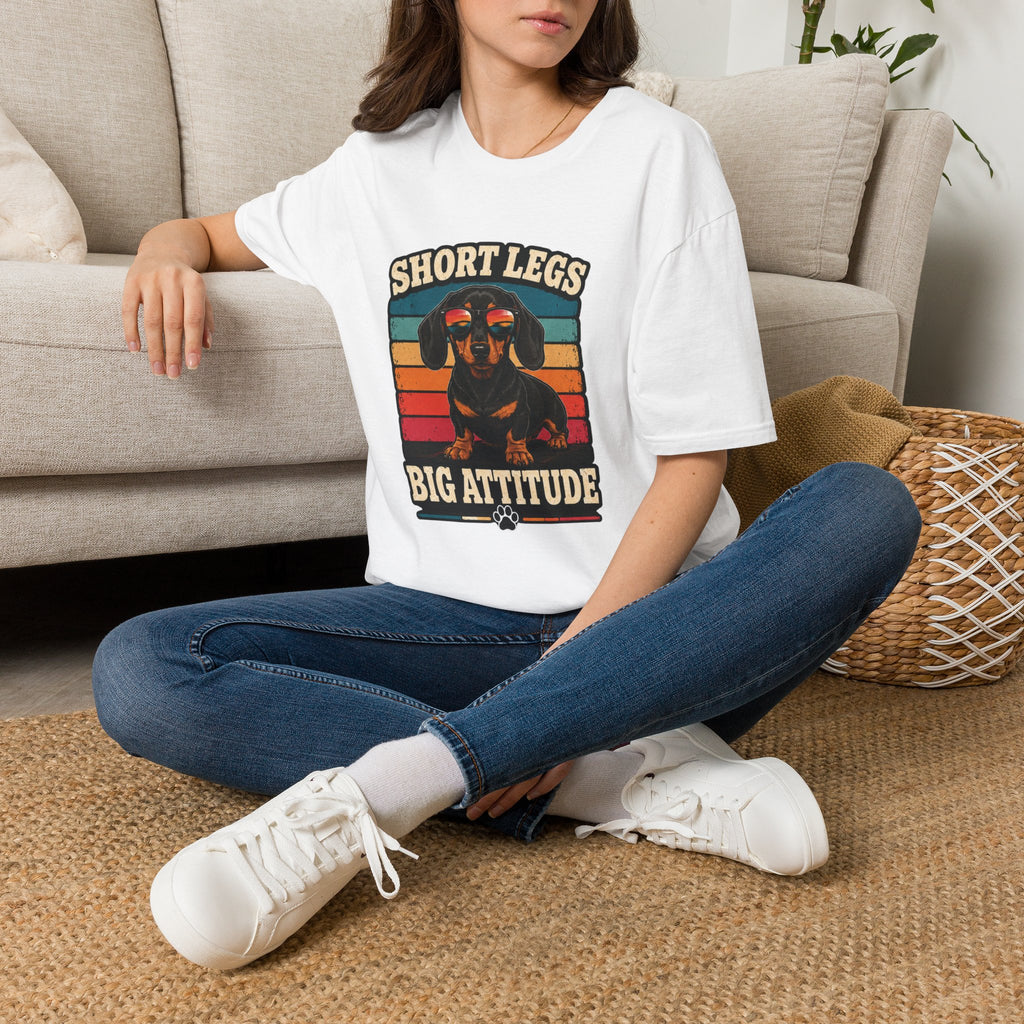 Short Legs Big Attitude T-Shirt — Retro Dachshund Graphic Tee