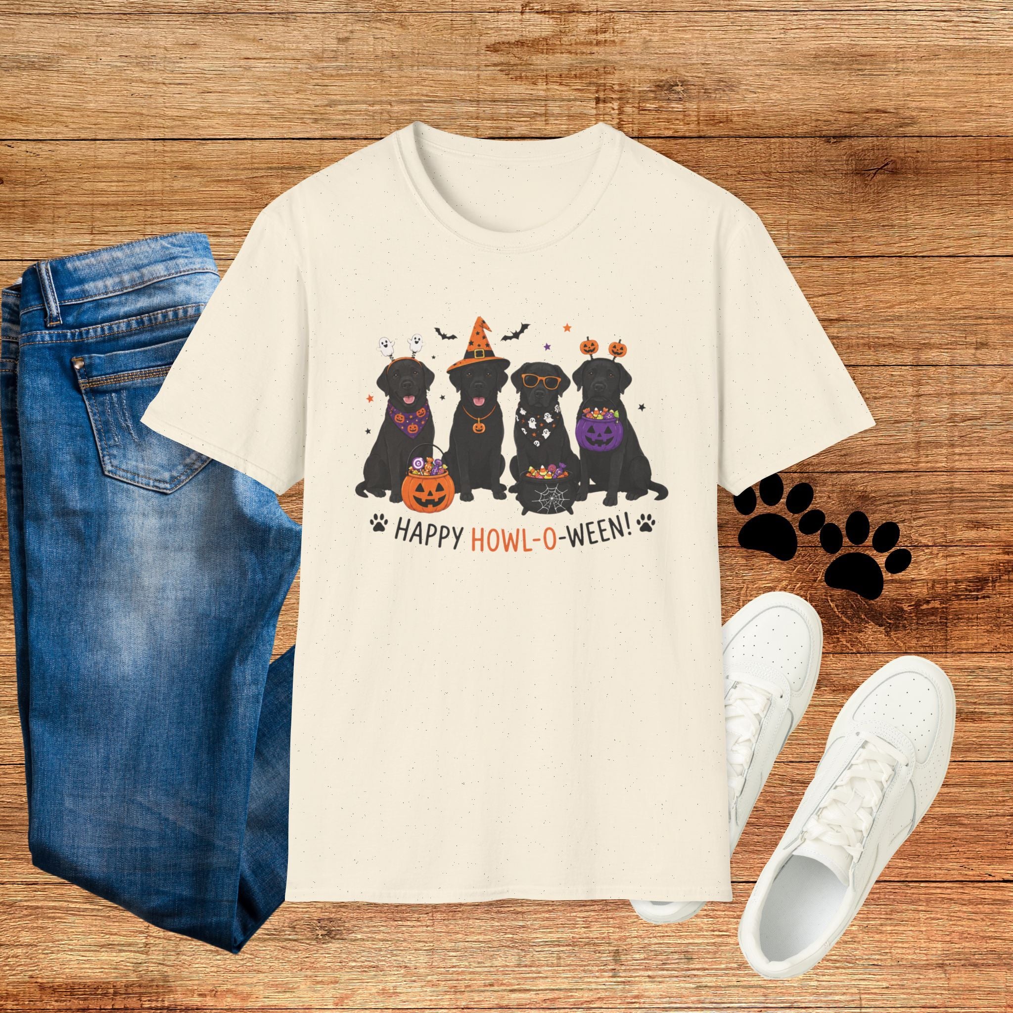 Halloween Black Labrador T-Shirt — Happy Howl-O-Ween Cute Dog Costume Tee