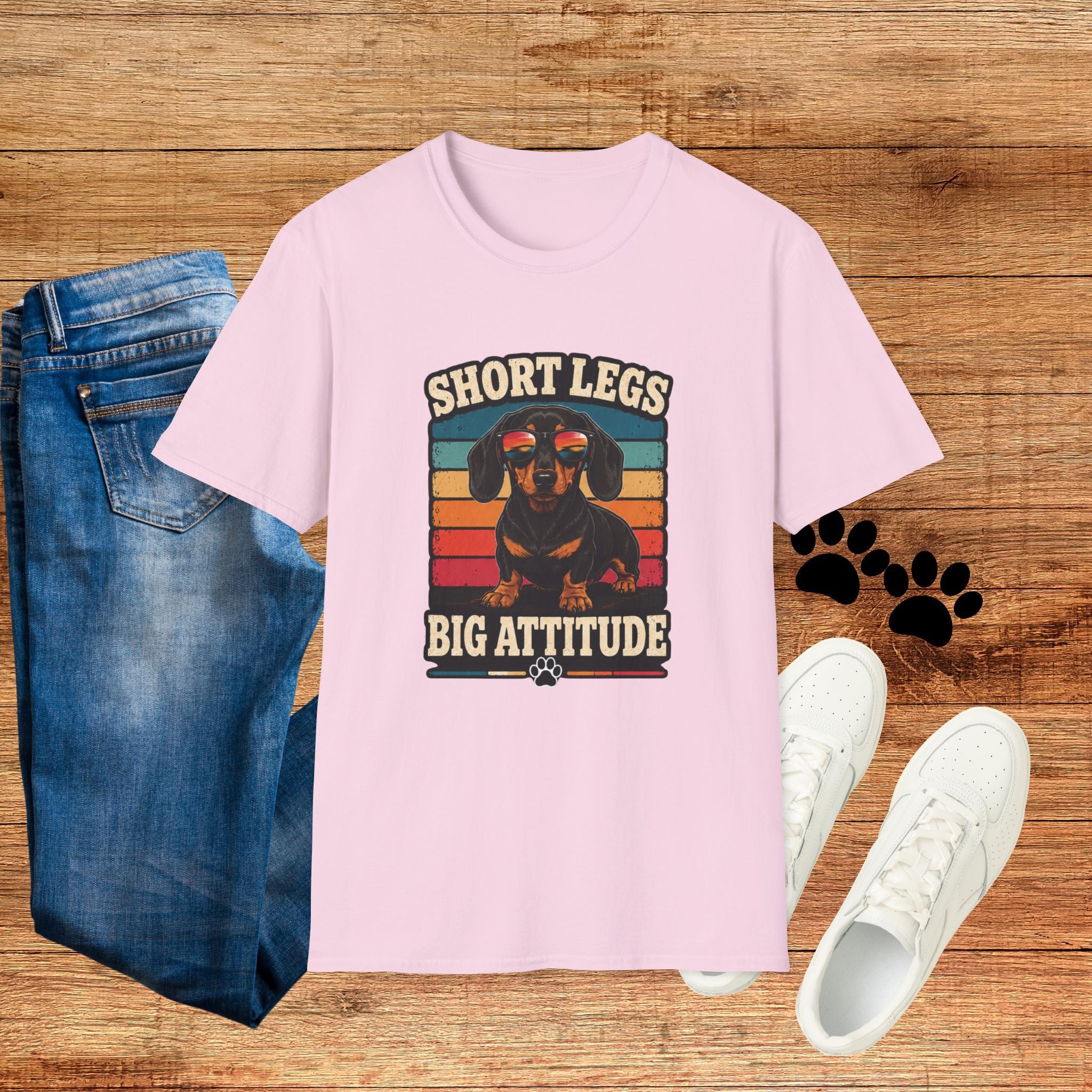 Short Legs Big Attitude T-Shirt — Retro Dachshund Graphic Tee