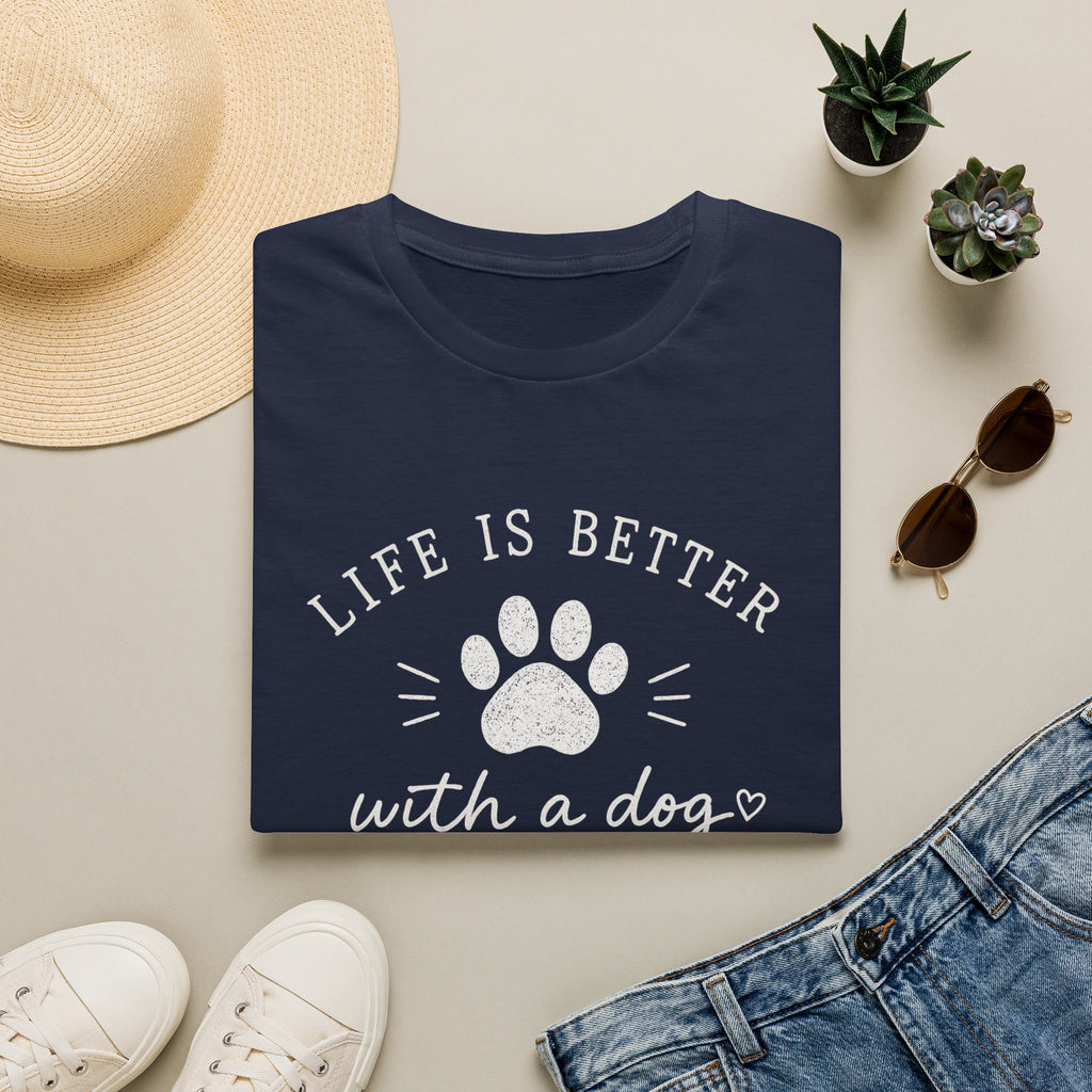 Life Is Better With a Dog T-Shirt — Paw Print Dog Lover Tee