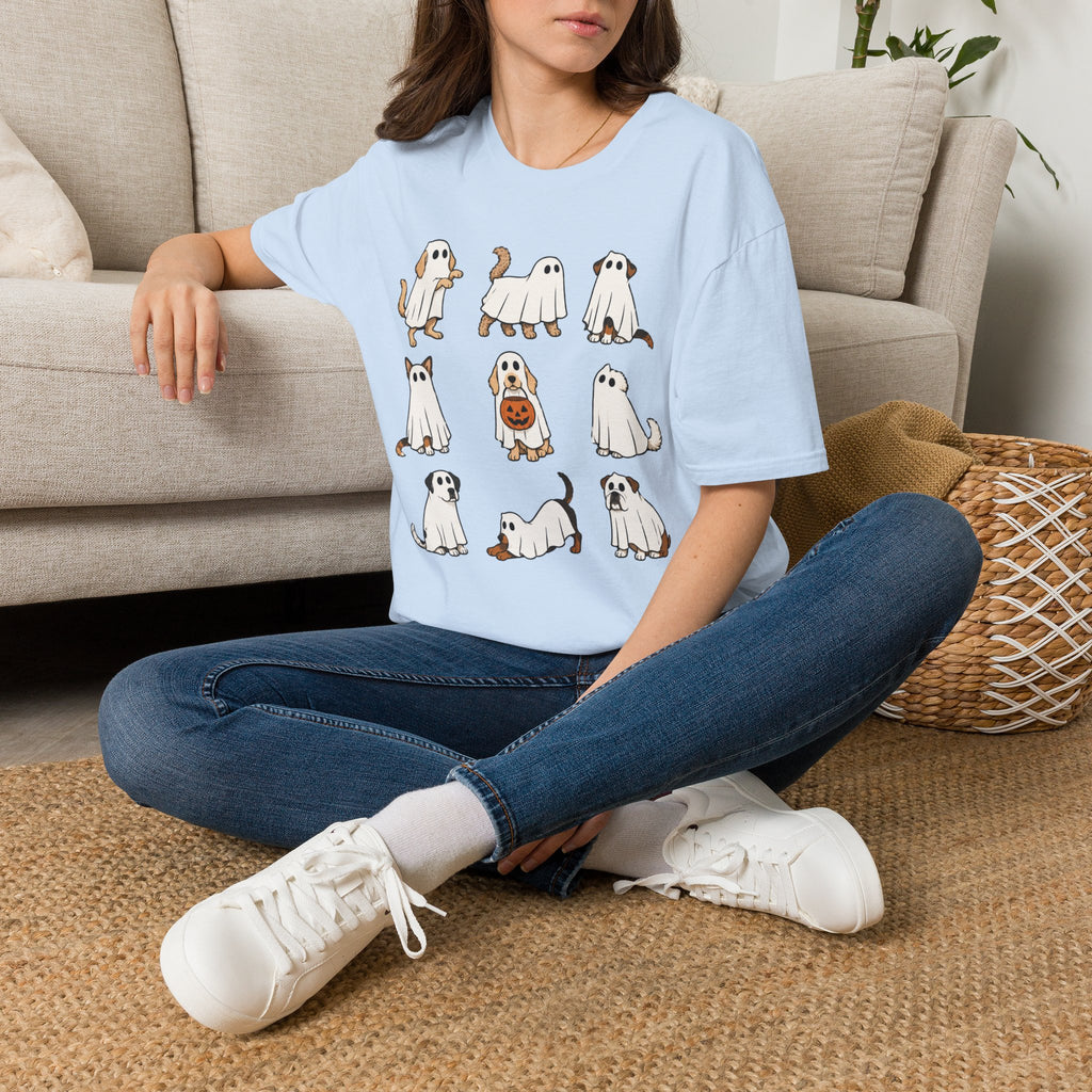 Ghost Dogs Halloween T-Shirt — Cute Puppy Ghosts with Pumpkin Design