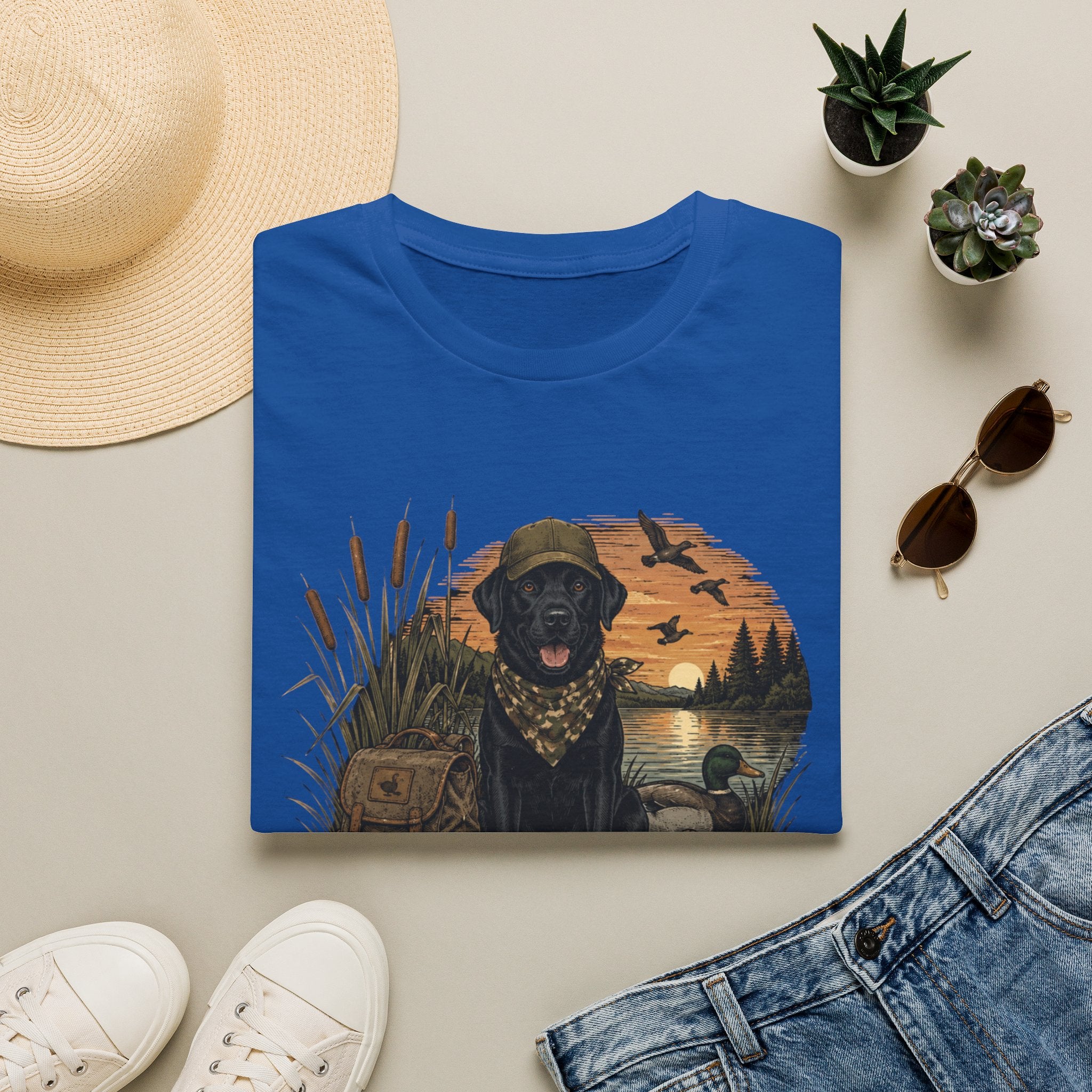 Local Boy Duck Hunting Black Lab Sunset Graphic