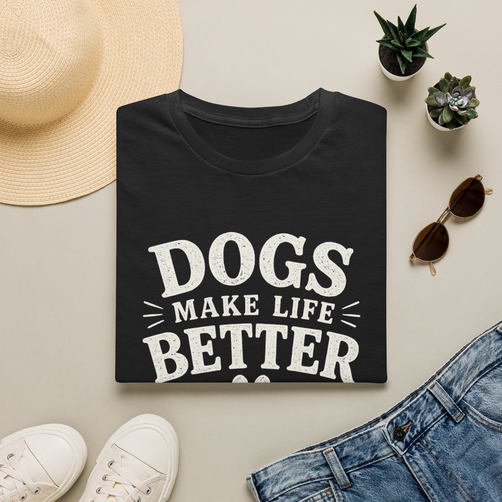 Dogs Make Life Better T-Shirt — Paw Print Dog Lover Tee