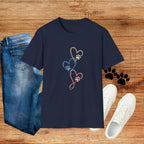 Pastel Paw Heart Trio Tee (Pet Lover Gift)