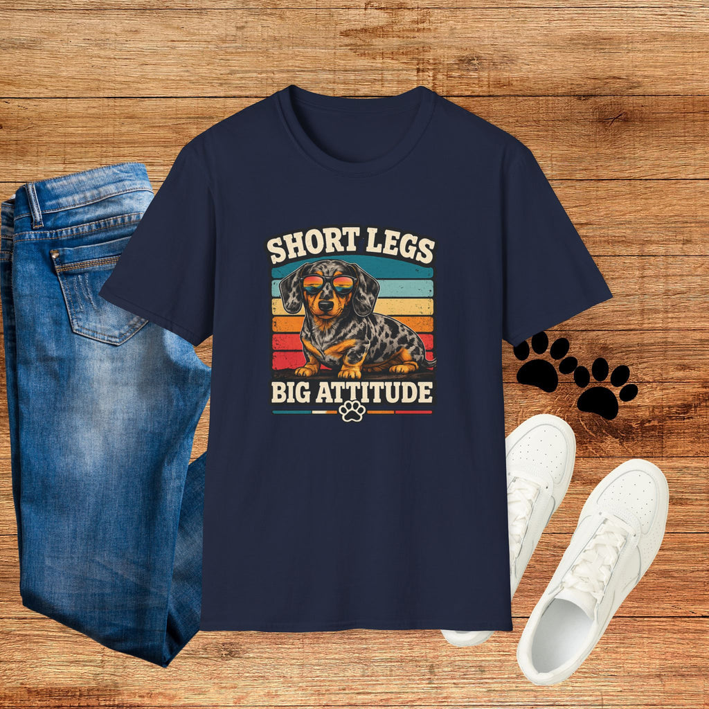 Dachshund Short Legs, Big Attitude Retro Stripe T-Shirt