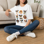 Cute Dog Faces T-Shirt — Grid of Cartoon Puppies Graphic Tee