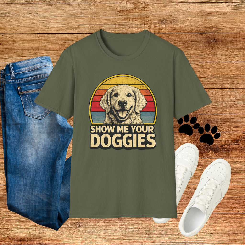 Retro "Show Me Your Doggies" Golden Retriever Tee