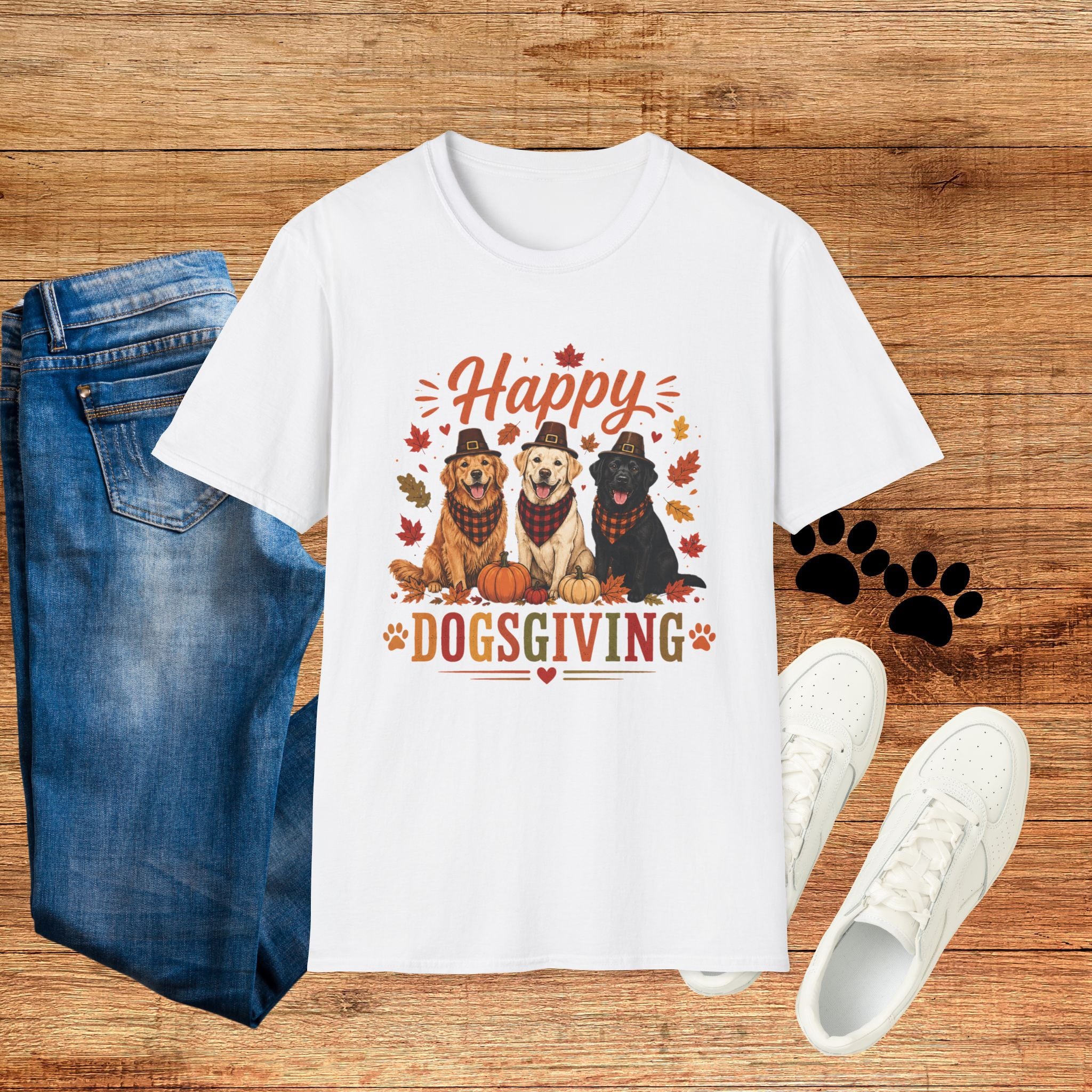 Dogsgiving T-Shirt — "Happy Dogsgiving" Thanksgiving Puppy Graphic Tee