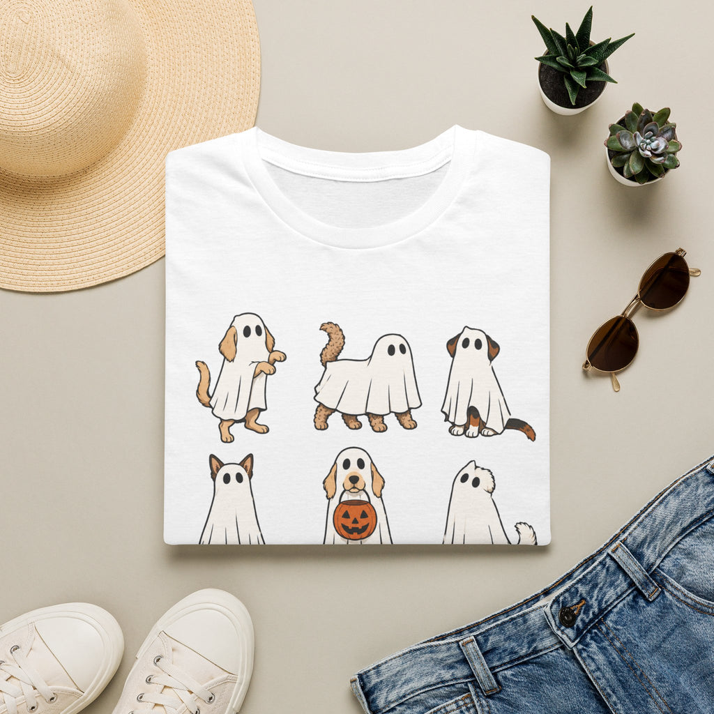 Ghost Dogs Halloween T-Shirt — Cute Puppy Ghosts with Pumpkin Design