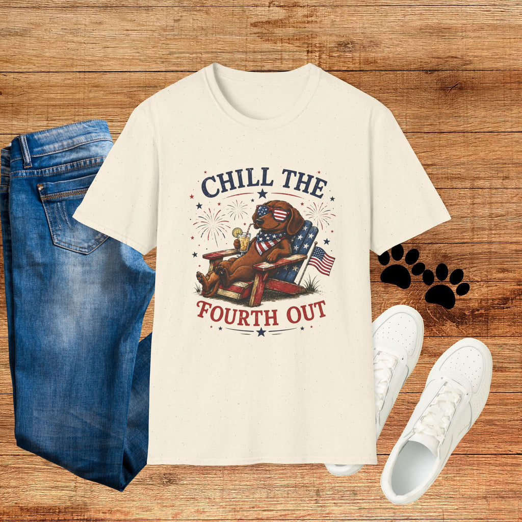 Patriotic "Chill the Fourth Out" T-Shirt — Relaxed 4th of July Dog Graphic Tee